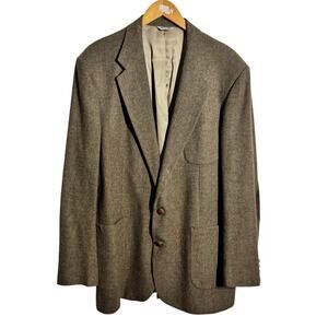 Alan Michaels Blazer Men 46L Brown Tan Elbow Patch Quite Luxury Old Money Prep